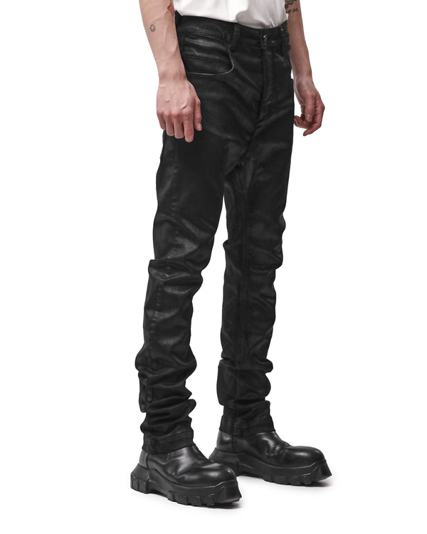thom krom | M T 107 Denim Trousers Coated Black - Concrete