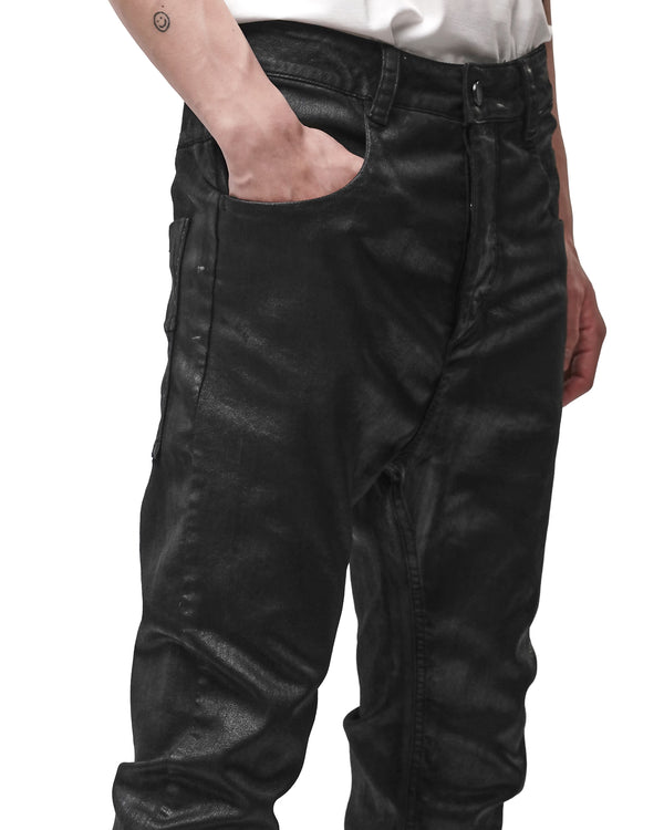 thom krom | M T 107 Denim Trousers Coated Black - Concrete