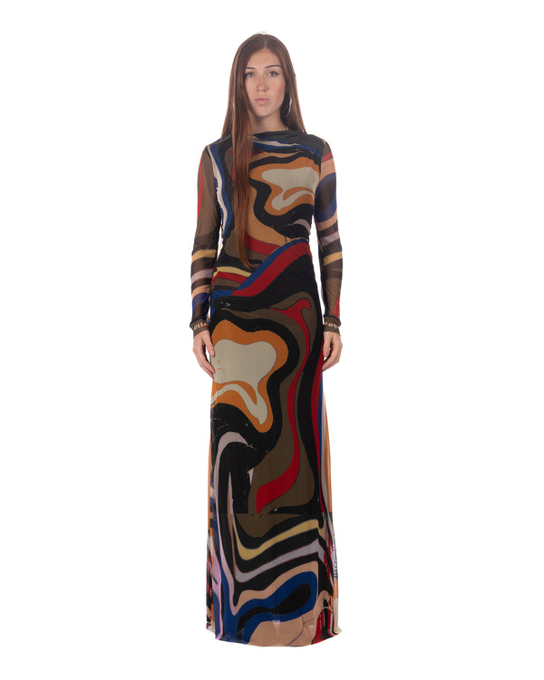 OTTOLINGER | Mesh LS Maxi Dress Psychedelic Print