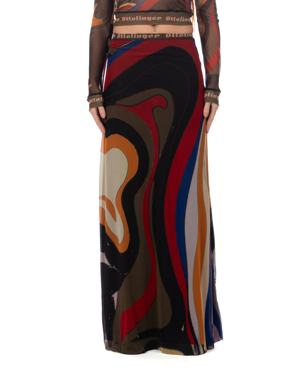 OTTOLINGER | Mesh Maxi Skirt Psychedelic Print