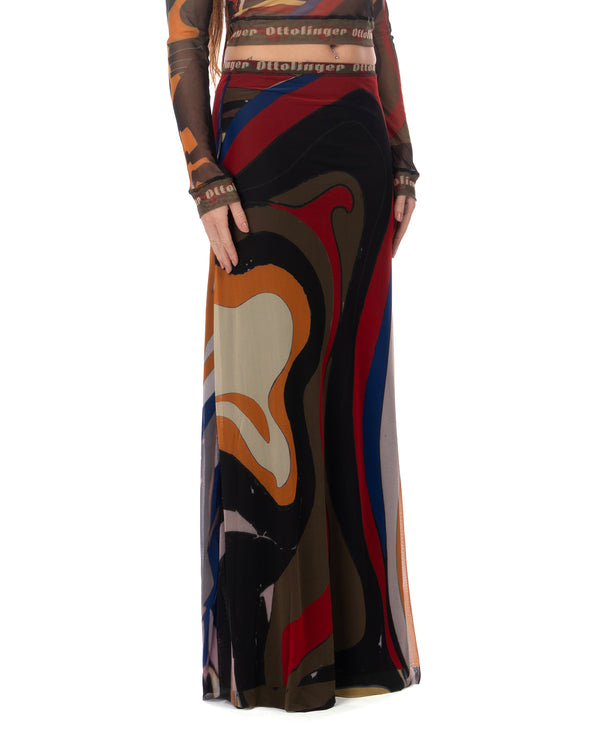 OTTOLINGER | Mesh Maxi Skirt Psychedelic Print