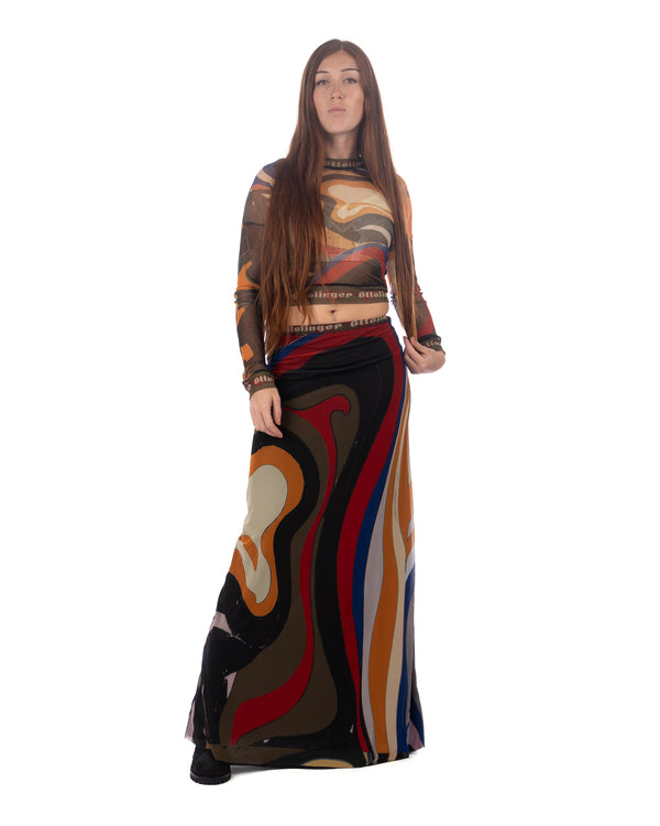 OTTOLINGER | Mesh Maxi Skirt Psychedelic Print