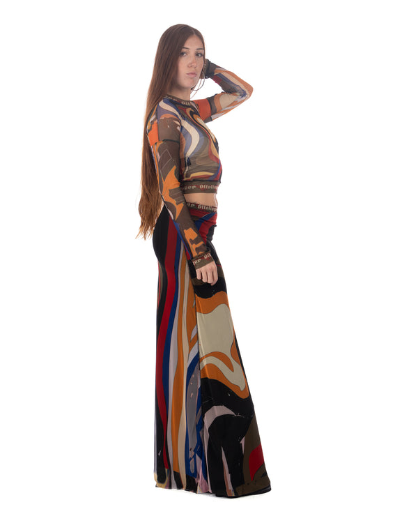 OTTOLINGER | Mesh Maxi Skirt Psychedelic Print