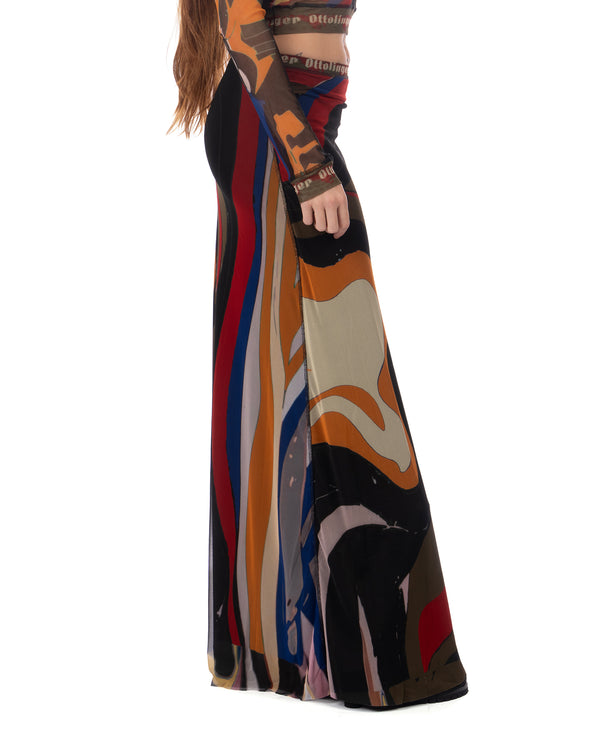 OTTOLINGER | Mesh Maxi Skirt Psychedelic Print