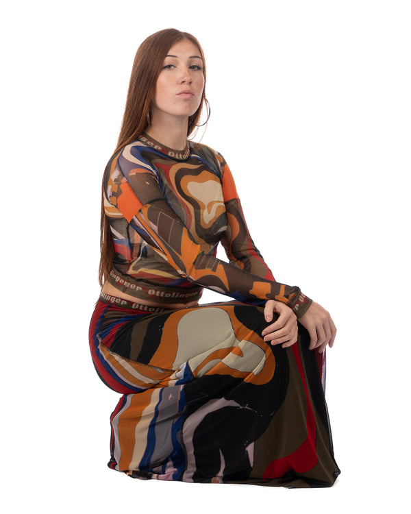 OTTOLINGER | Mesh Maxi Skirt Psychedelic Print
