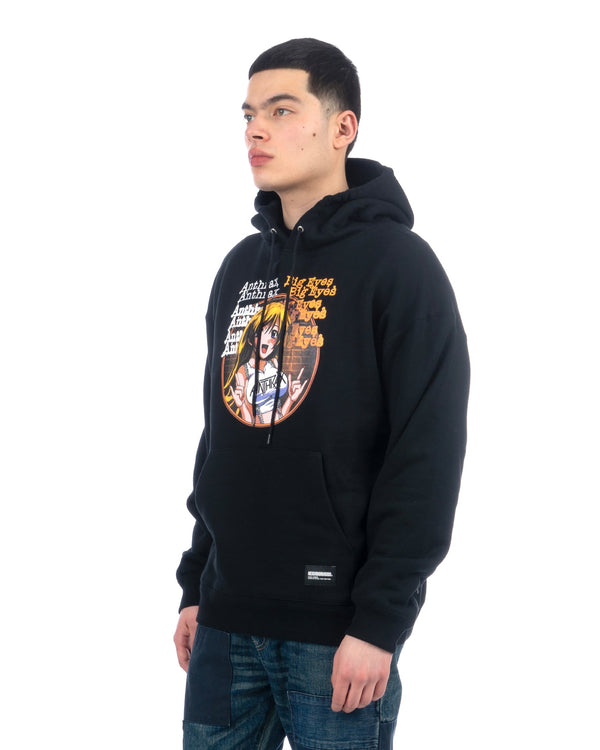 NEIGHBORHOOD | x ANTHRAX Hoodie 'Big Eyes' Black - Concrete