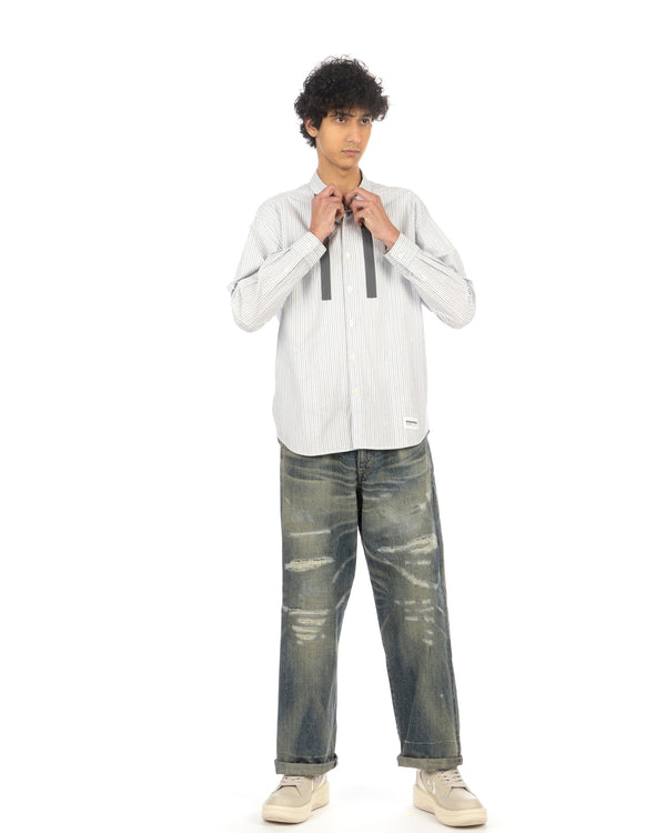 NEIGHBORHOOD | LS Tie Shirt Blue - Concrete