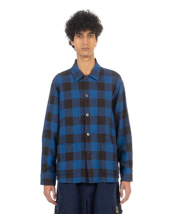 Universal Works | Travail Overshirt Winter Gingham Navy - Concrete