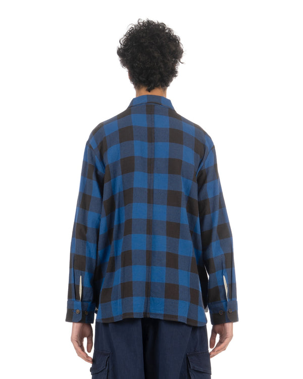 Universal Works | Travail Overshirt Winter Gingham Navy - Concrete