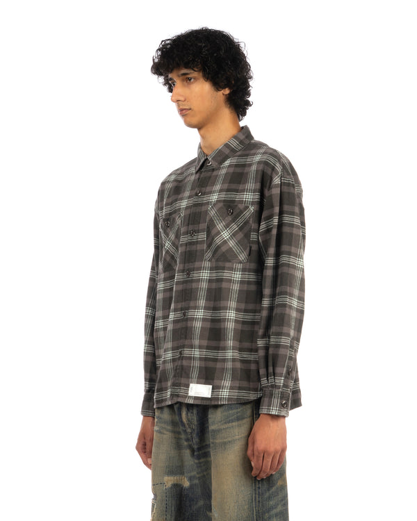 NEIGHBORHOOD | Savage Tartan Check Shirt Gray / Saxe - Concrete
