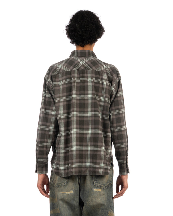 NEIGHBORHOOD | Savage Tartan Check Shirt Gray / Saxe - Concrete