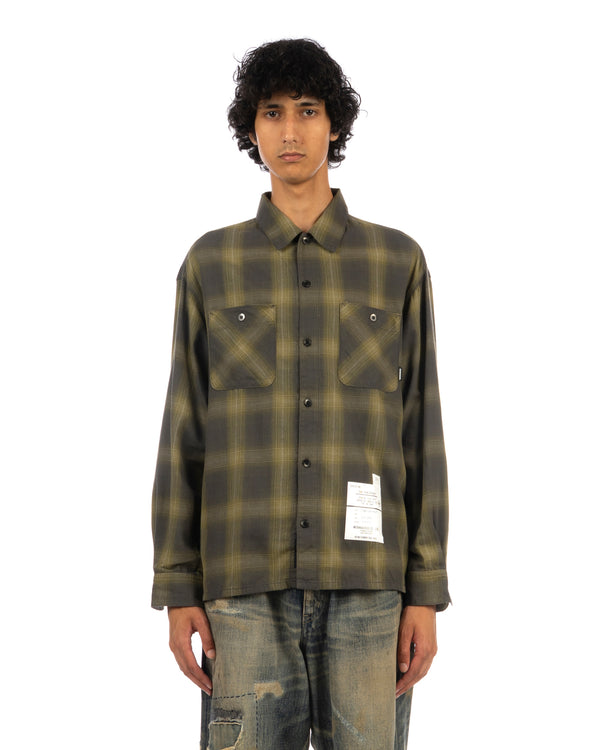 NEIGHBORHOOD | Hombre Check Shirt Charcoal / Mustard - Concrete
