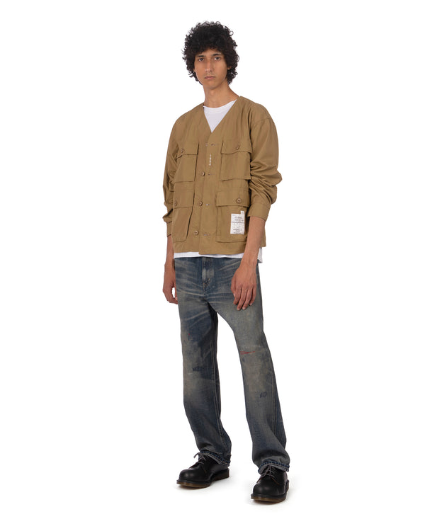 NEIGHBORHOOD | No Collar Utility Jacket Beige - Concrete