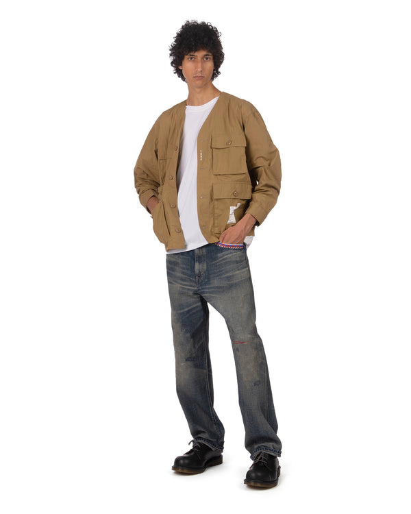 NEIGHBORHOOD | No Collar Utility Jacket Beige - Concrete