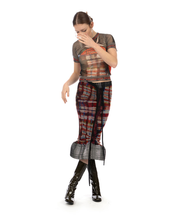 OTTOLINGER | Mesh Padded Midi Skirt Racing Plaid - Concrete