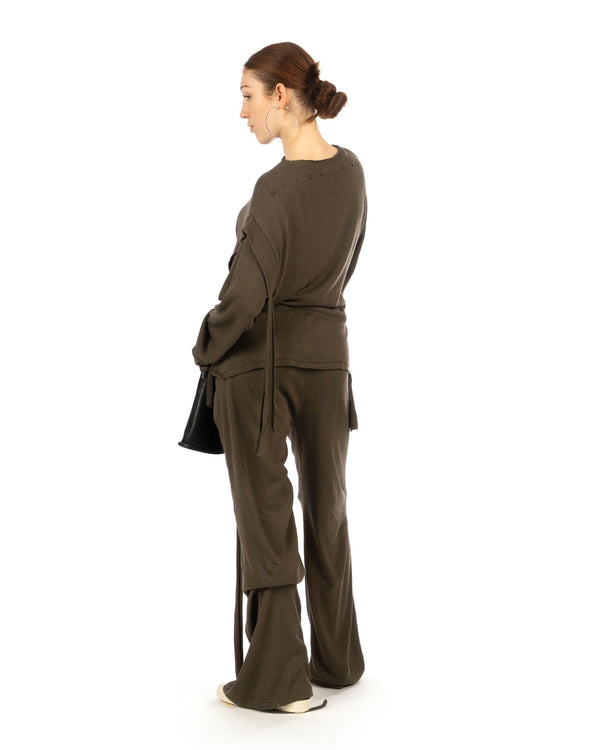 OTTOLINGER | Deconstructed Linen Sweat Pants Green - Concrete