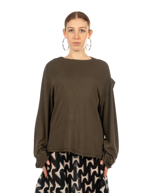 OTTOLINGER | Deconstructed Linen Longsleeve Green - Concrete