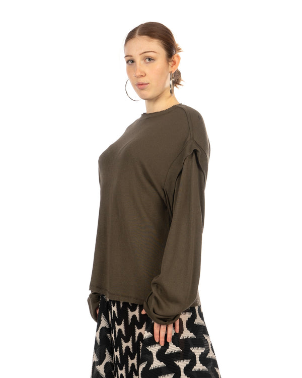 OTTOLINGER | Deconstructed Linen Longsleeve Green - Concrete