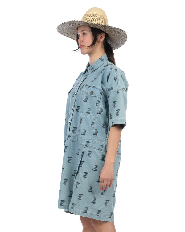 Perks and Mini (P.A.M.) | W Nagovisi Printed Denim Dress Bleach - Concrete
