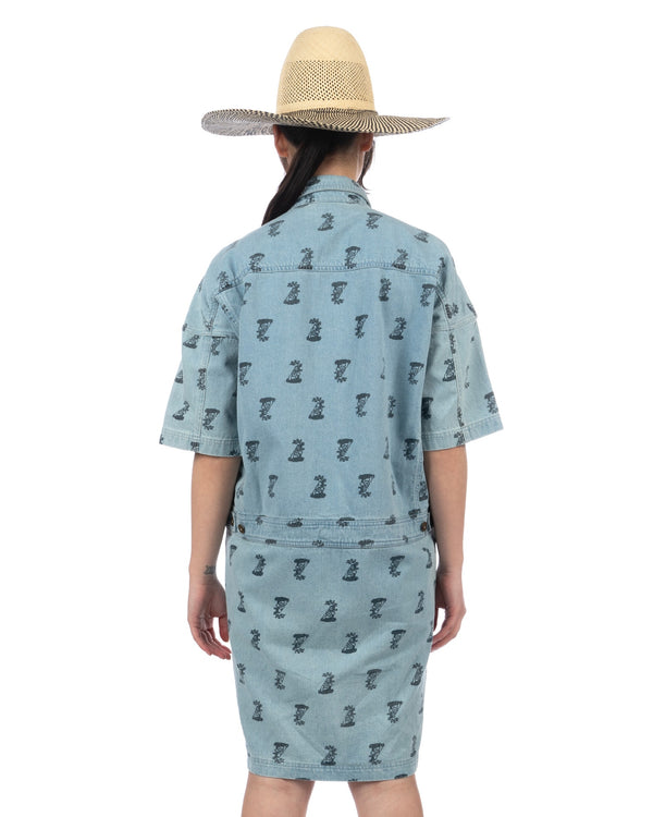 Perks and Mini (P.A.M.) | W Nagovisi Printed Denim Dress Bleach - Concrete