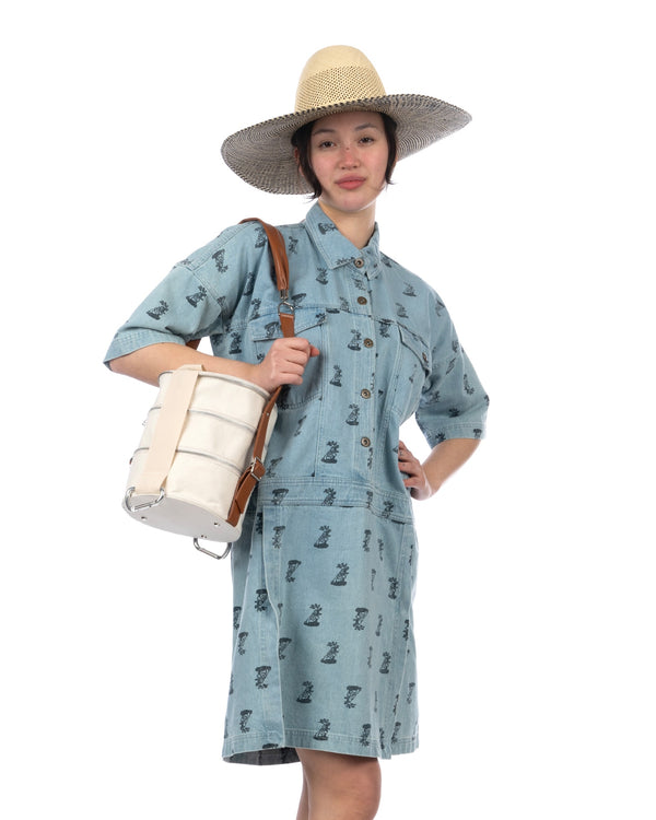 Perks and Mini (P.A.M.) | W Nagovisi Printed Denim Dress Bleach - Concrete