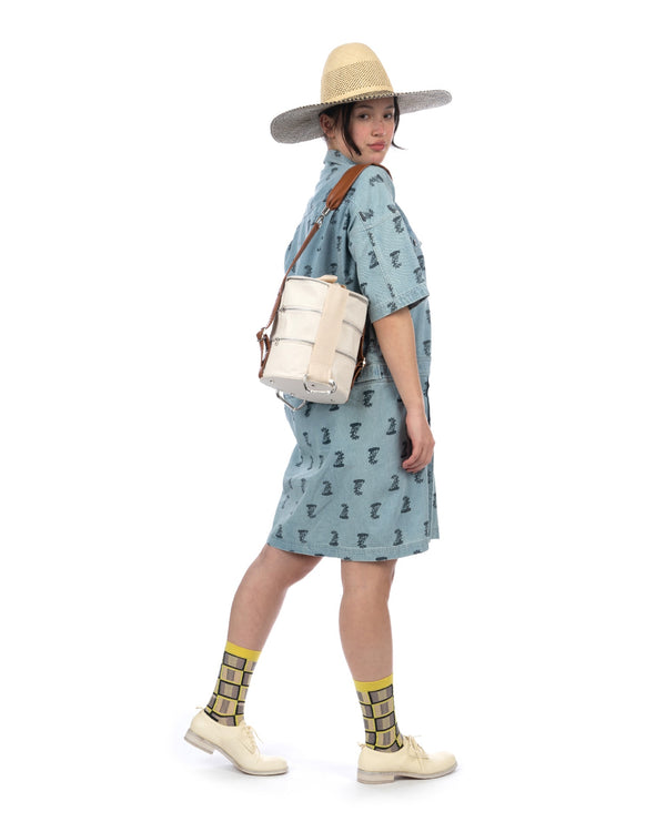 Perks and Mini (P.A.M.) | W Nagovisi Printed Denim Dress Bleach - Concrete