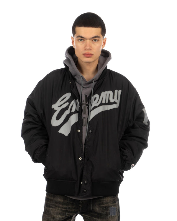 NEIGHBORHOOD | x Public Enemy x Majestic Baseball Jacket - Concrete
