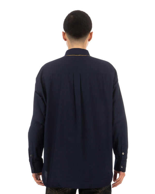NEIGHBORHOOD | Cross Embroidery LS Shirt Navy / Gold - Concrete