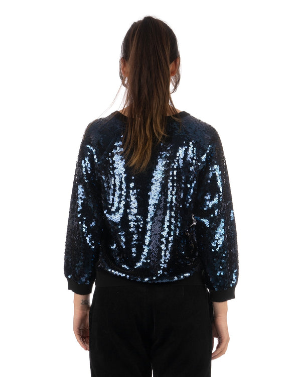 Peter Jensen | W Sequin Jumper Black/Navy - Concrete