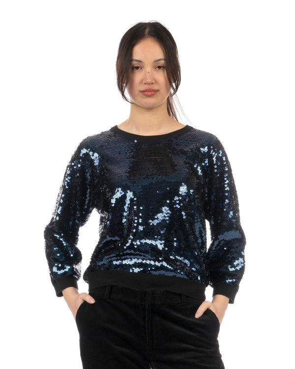 Peter Jensen | W Sequin Jumper Black/Navy - Concrete