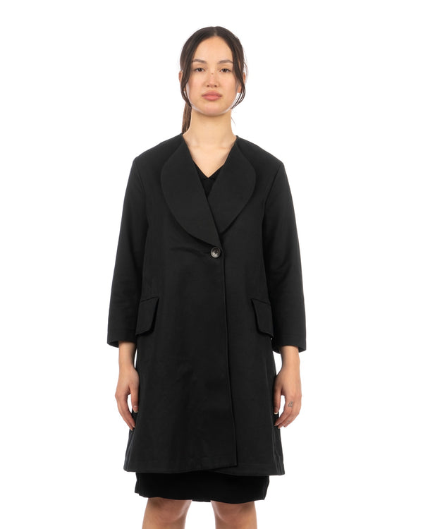 Peter Jensen | W Curved Lapel Coat Black - Concrete