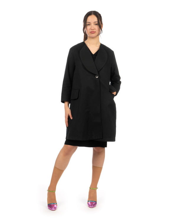 Peter Jensen | W Curved Lapel Coat Black - Concrete