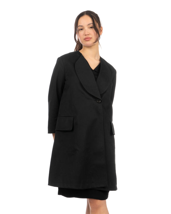 Peter Jensen | W Curved Lapel Coat Black - Concrete