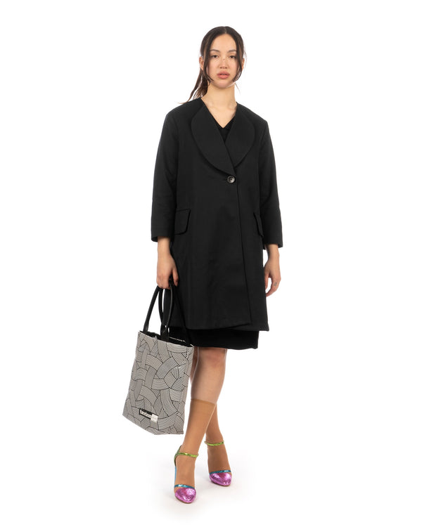 Peter Jensen | W Curved Lapel Coat Black - Concrete