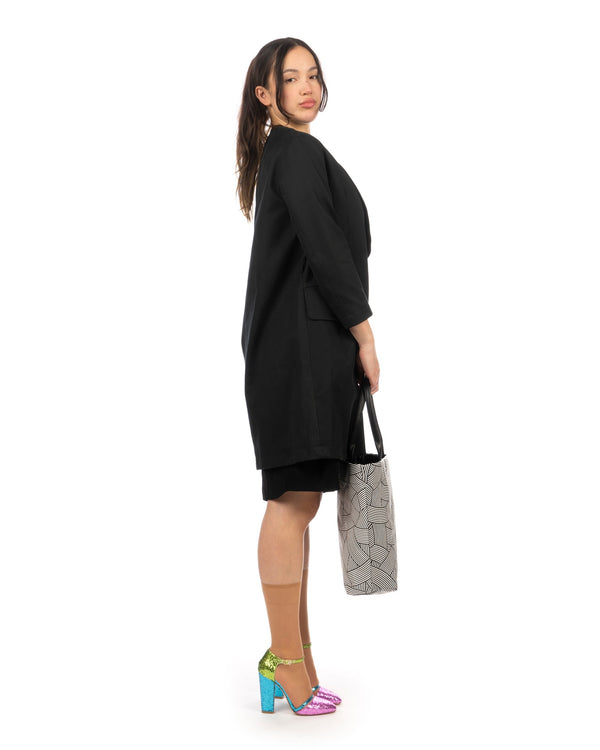 Peter Jensen | W Curved Lapel Coat Black - Concrete