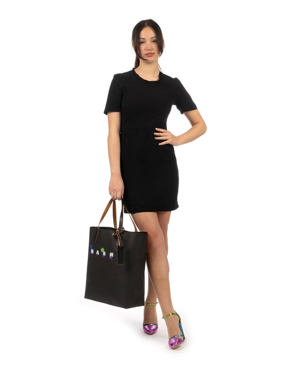 Peter Jensen | W Wool Raw Edge Dress Black - Concrete