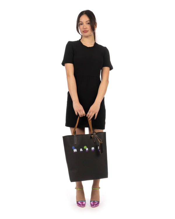 Peter Jensen | W Wool Raw Edge Dress Black - Concrete