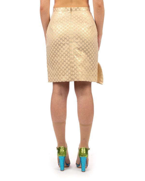 Peter Jensen | W Dot Jacquard Cut Frill Pencil Skirt Gold - Concrete