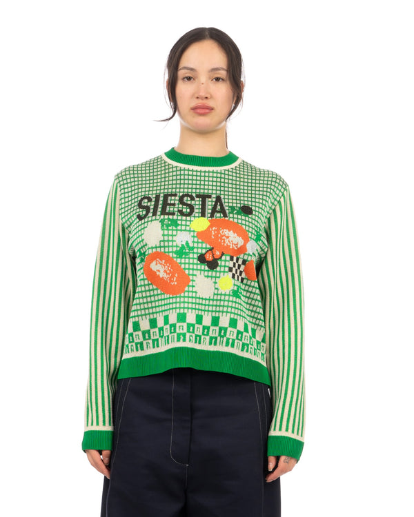 Henrik Vibskov | Siesta Knit Roundneck Green Siesta Fruit - Concrete