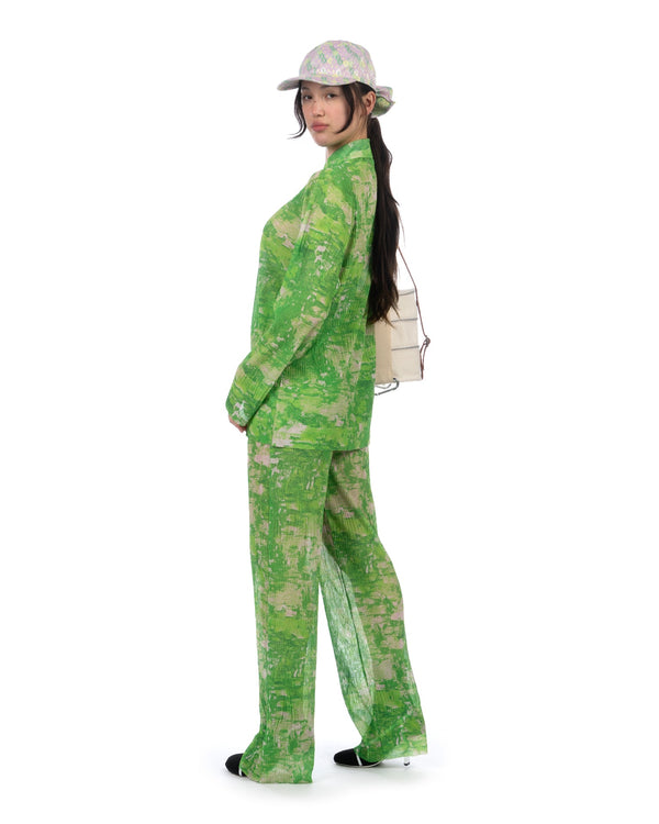 Henrik Vibskov | Sway Mesh Plissé Pants Green Riddle - Concrete