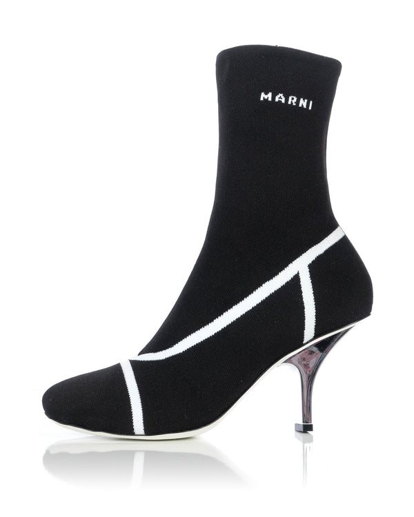 Marni | Fancy Sock Heels Black / White - Concrete