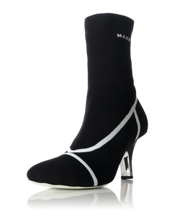 Marni | Fancy Sock Heels Black / White - Concrete
