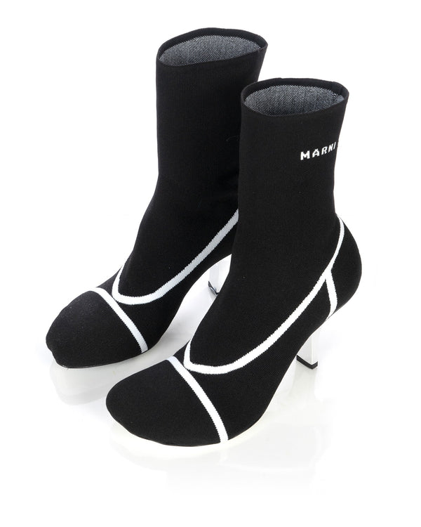 Marni | Fancy Sock Heels Black / White - Concrete