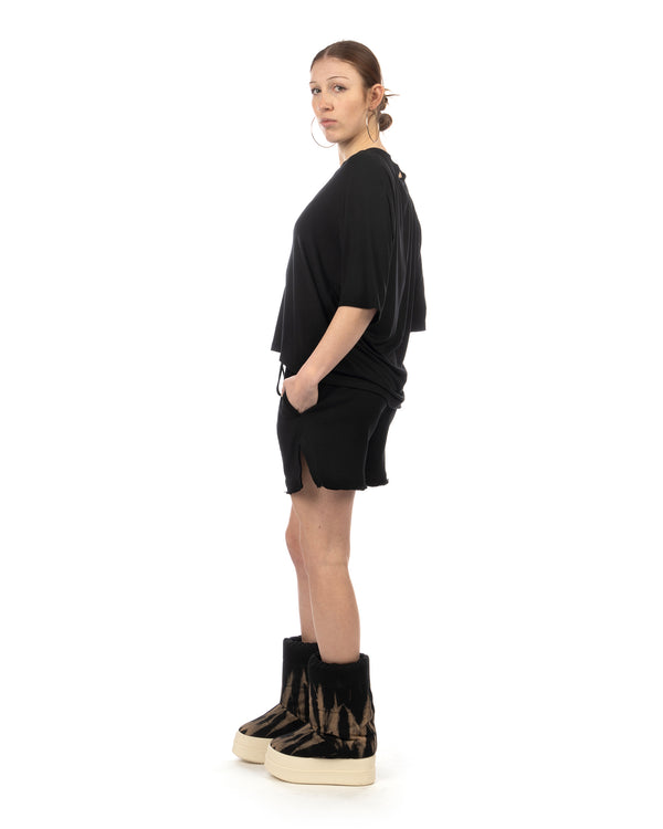 thom krom | Women's W TS 622 T-Shirt Worked Black - Concrete