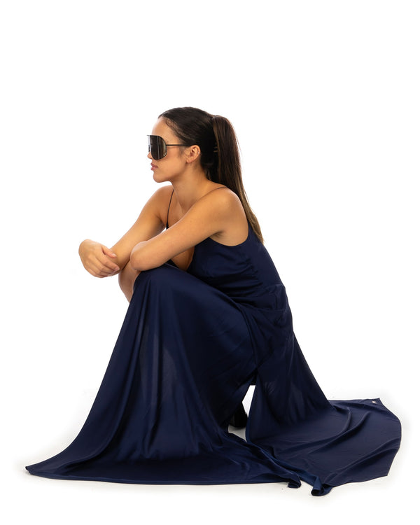 TTSWTRS | Sirena Silk Dress Blueberry - Concrete
