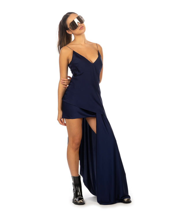 TTSWTRS | Sirena Silk Dress Blueberry - Concrete