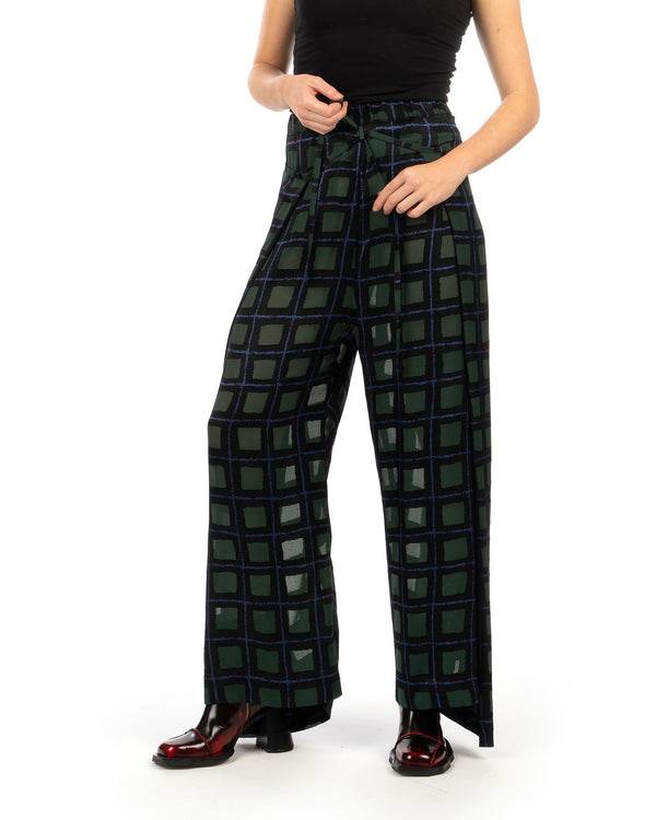 Henrik Vibskov | Bind Pants Dark Burn Out Grid - Concrete