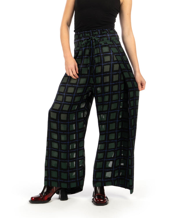 Henrik Vibskov | Bind Pants Dark Burn Out Grid - Concrete