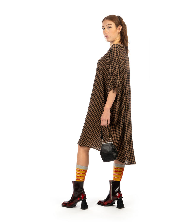 Henrik Vibskov | Renew Dress Beige / Black Checks - Concrete
