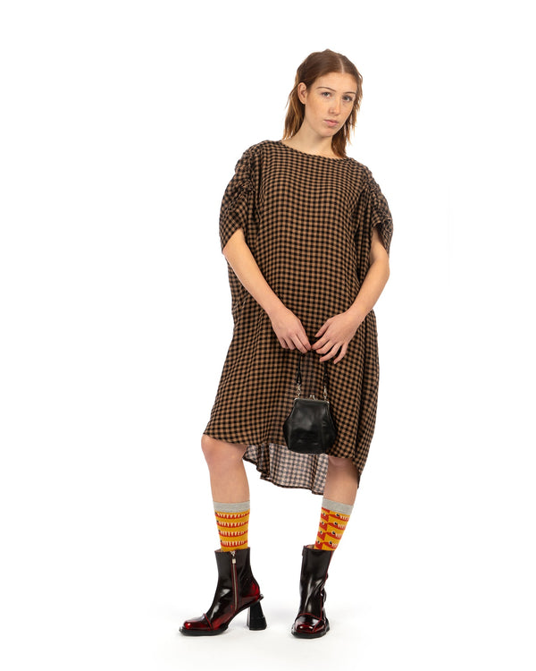 Henrik Vibskov | Renew Dress Beige / Black Checks - Concrete